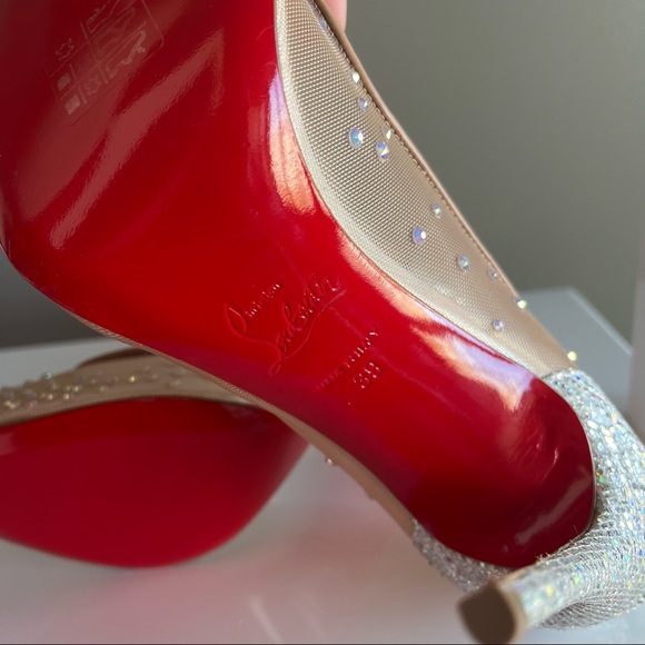 Christian Louboutin Follies Strass Pointed Toe Pump NWOT nerver worn Bridal Glam - Picture 9 of 13